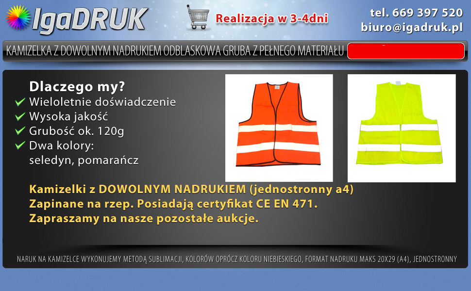Koszulki, kamizelki robocze, odblsakowe z nadrukiem